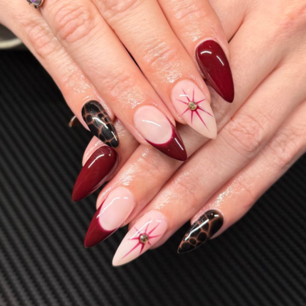 Red star nail art by Gracie