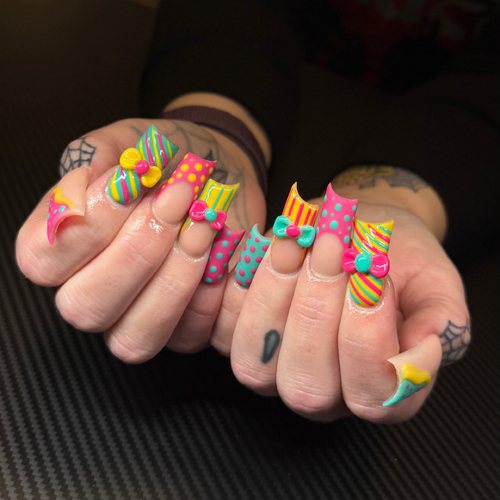 Colorful 3D nail art