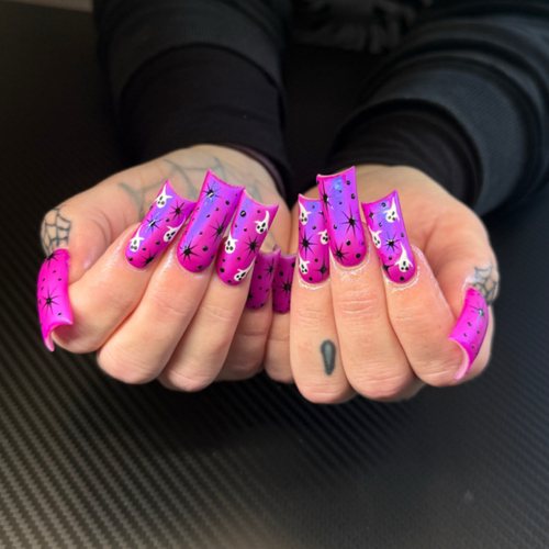 Hot pink 3D nail art