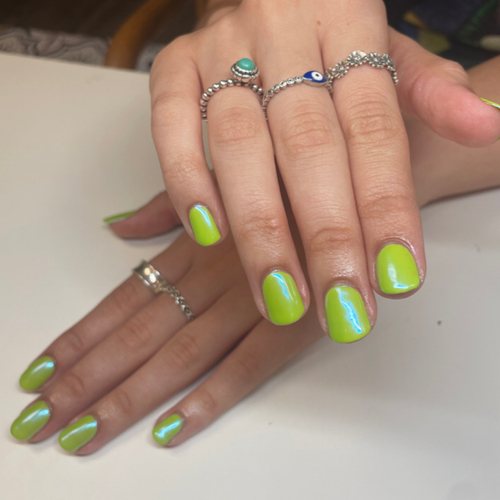 Gel mani with chrome