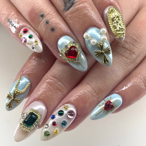 Rosary nails, medium length
